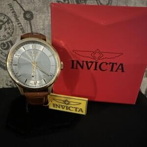 Men’s Invicta Celestial Dress Watch 30m Water-Resistant Brown Leather 43mm 50467